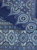 Indigo Ajrakh Block-printed cotton stole - Image 3