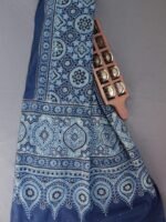 Indigo Ajrakh Block-printed cotton stole