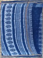 Indigo dabu block-printed Kota-cotton saree - Image 3