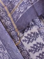 Grey-Indigo Block-Printed Chanderi Dupatta - Image 2