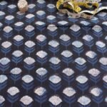 Indigo and Black Block-Printed Cotton Fabric