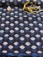 Indigo and Black Block-Printed Cotton Fabric