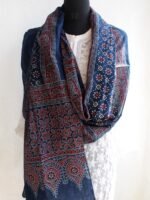 Indigo and Red Ajrakh cotton stole - Image 2