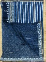 Indigo and white dabu-printed Chanderi sari - Image 2