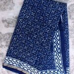 Indigo and white dabu-printed Chanderi sari
