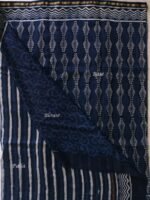 Indigo and White Block-Printed Silk-cotton Sari - Image 2