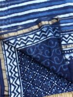 Indigo and white dabu-printed Chanderi sari - Image 3