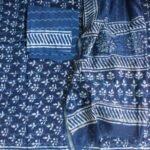 Indigo Block-printed Chanderi 3pc ladies suit