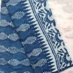 Indigo Dabu Block-Print Mul-cotton Sari