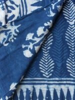 Indigo Dabu Block-Print Mul-cotton Sari - Image 3