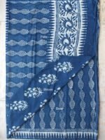 Indigo Dabu Block-Print Mul-cotton Sari - Image 2