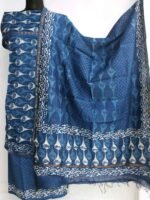 Indigo Dabu Block-printed Chanderi 3pc Ladies Suit - Image 2