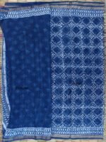 Indigo dabu block-printed Kota-cotton saree - Image 4