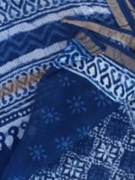 Indigo dabu block-printed Kota-cotton saree - Image 2