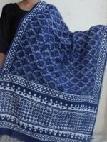 Indigo Dabu Block-printed Silk-cotton Dupatta