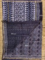 Indigo-Grey Dabu-printed Silk-cotton Saree - Image 2
