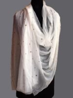 Jaal Mukaish Embroidery White Georgette Dupatta - Image 3