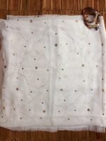 Jaal Mukaish Embroidery White Georgette Dupatta