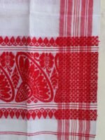 Red Jaapi motif , White Assamese Gamosa - Image 3
