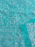 Jade-Green Georgette Chikankri Kurta Fabric - Image 2