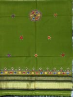 Juniper-Green Suf-Embroidered Mirrorwork Shawl - Image 3