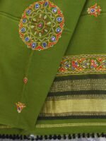 Juniper-Green Ahir Handembroidered Woolen Shawl - Image 2