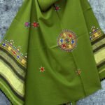 Juniper-Green Suf-Embroidered Mirrorwork Shawl
