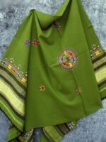 Juniper-Green Suf-Embroidered Mirrorwork Shawl