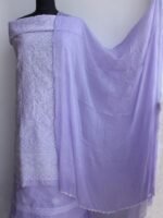 Lavender Cotton Chikankari Dress-Material