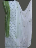 Green and White Cotton Chikankari 3pc Ladies Suit