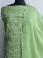 Leaf-Green cotton Chikankari Dress-material - Image 2