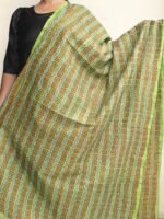 Leaf-green Block-Printed Kanthaa Silk Dupatta