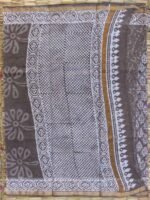 Leaves Block-printed Grey-Brown Kota cotton saree - Image 3