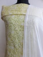 Lemon-Yellow Chikankari cotton Dress-material - Image 2