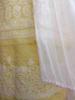 Lemon-Yellow Chikankari cotton Dress-material - Image 3
