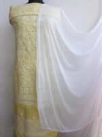 Lemon-Yellow Chikankari cotton Dress-material