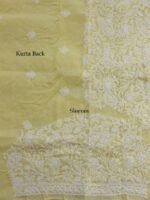 Lemon-Yellow Chikankari cotton Dress-material - Image 4