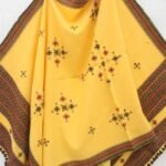 Lemon Yellow Bhujodi Mirrorwork Shawl