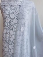 Light Gray Resham Chikankari Georgette Suit - Image 2