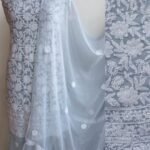 Light Gray Resham Chikankari Georgette Suit