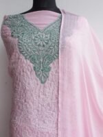 Light-Pink cotton Chikankari Dress-material - Image 2