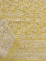 Light-Yellow Resham Chikankari Georgette suit - Image 3