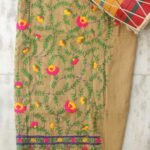 Light-Brown Phulkari Cotton Salwar fabric