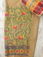 Light-Brown Phulkari Cotton Salwar fabric