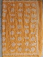 Pastel Orange Georgette Chikankari Sari - Image 2