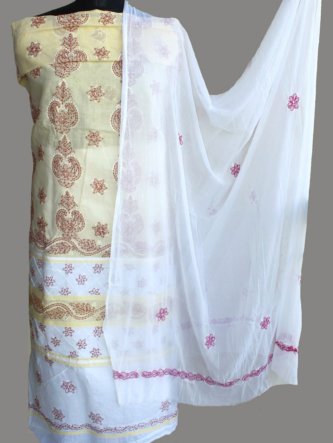 Light-yellow-and-white-chikankari-cotton-ladies-suit-.jpg Light-yellow and White Chikankari 3pc ladies Suit - Image 1