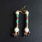 Long Green Meenakari Earrings