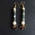 Long Blue Meenakari Earrings