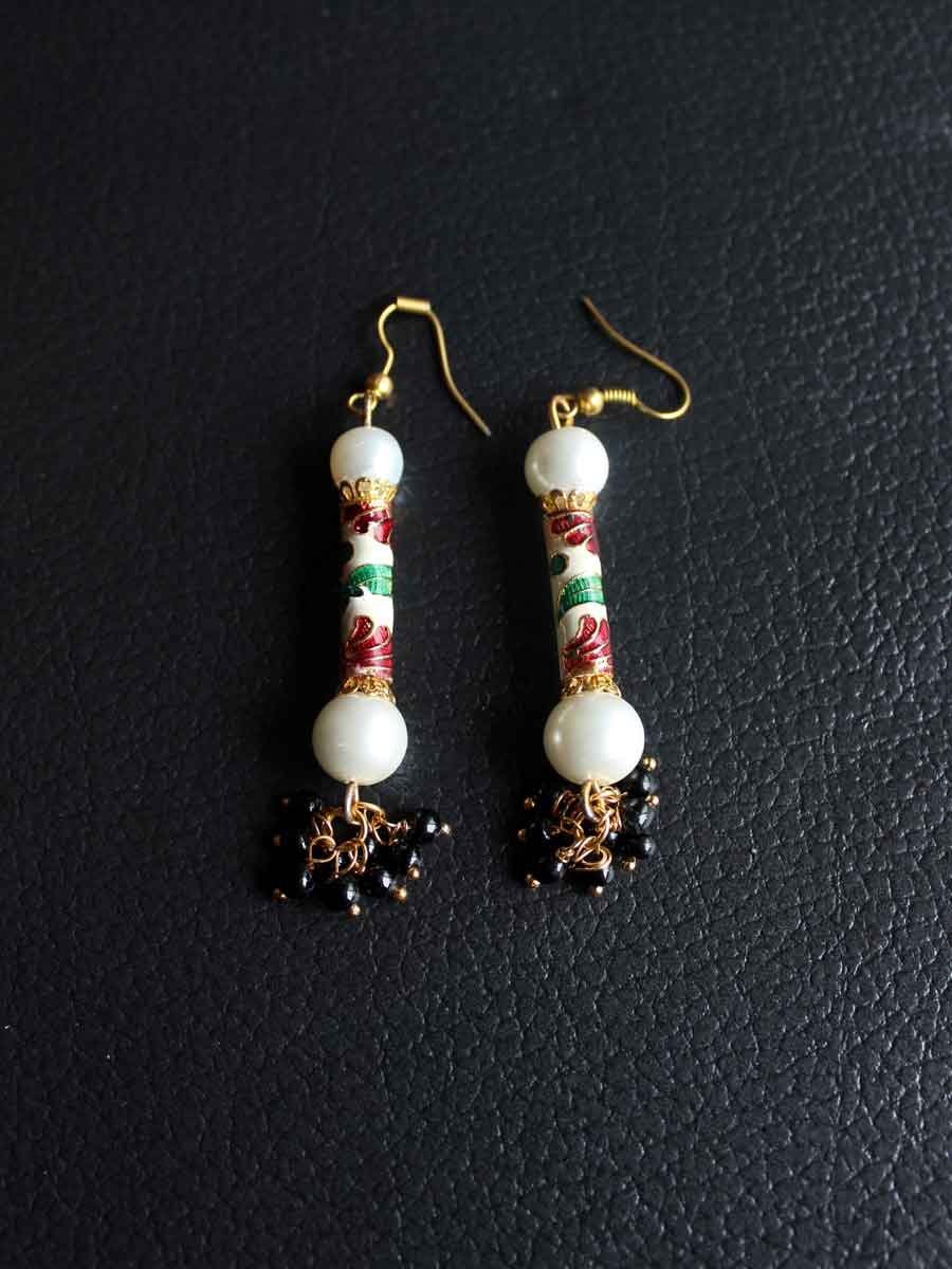 Long-white-meenakari-earrings.jpg Long White Meenakari Earrings - Image 1
