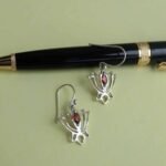 Lotus, Garnet-Pure Silver Earrings